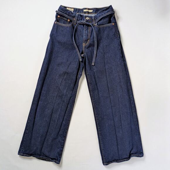 Levi's Premium XL Straight 27 Dark Wash Wide Leg '90s Skater Aesthetic Denim - Picture 1 of 13